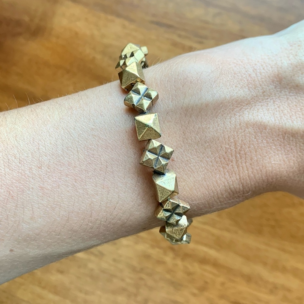 Alex + Ani Vintage Brass Geometric Pattern Wrap Bracelet